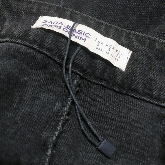 Zara Denim Skirt Black Asymmetric Ruffle Midi NWOT - Picture 6 of 8